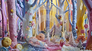 Eclectic backdrop of sugary confections and multicolored wood, AI generated
