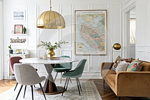 Eclectic dining room with modern design elements