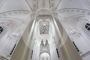 Eclectic elements of the interior of a large choral Jewish synagogue