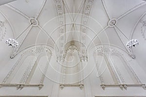 Eclectic elements of the interior of a large choral Jewish synagogue