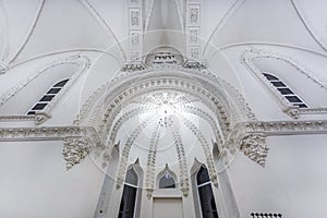 eclectic elements of the interior of a large choral Jewish synagogue