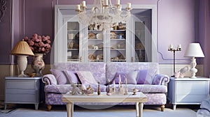 eclectic living room purple photo