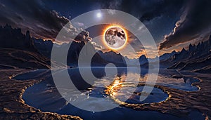 Eclipse, journey, portal to another universe, meditation, spiritual renewal photo