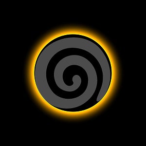 Eclipse solar. Total sun eclipse. Moon planet background. Light on horizon of earth. Concept of astronomy and space. Glow from