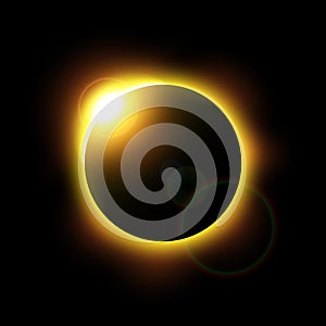 Eclipse of the sun and flare . Vector .