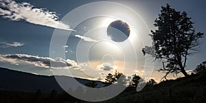 Eclipse sun The moon has closed the sun, a full solar eclipse photo