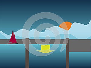 Ship in a lock, navigation and maritime transport concept