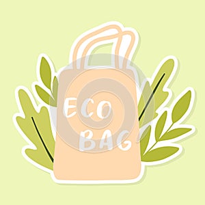 Eco bag sticker. Save the planet. Lettering eco bag. Vector illustration.