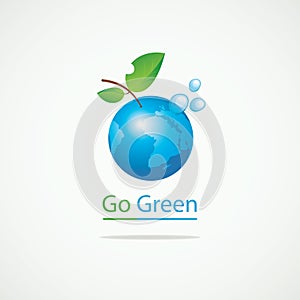 Eco banner with Planet Earth and words Go Green