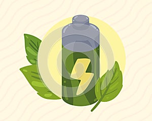 eco battery with leafs