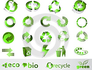 Eco, bio, green and recycle symbols