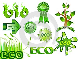 Eco and bio icons and labels set 2