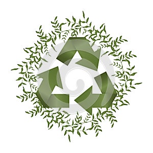 Eco, bio and nature protection graphic elements with plant. Concept of global garbage reuse, reduce, paper recycle vector banner.