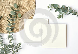 Eco bodycare spa background with eucalyptus leaves