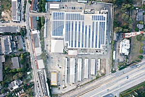 Eco building in aerial view.