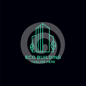 Eco Building Real Estate Logo Icon Design Template.Green, photo