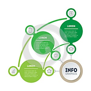 Eco Business presentation with 3 options. Infographic of green technology or education process with three steps. Web Template of a