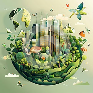 ECO campaign illustration, vector image style, circular economy wheel photo