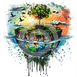 ECO campaign illustration, vector image style, circular economy wheel photo