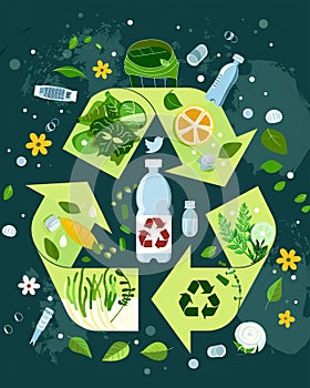 ECO campaign illustration, vector image style, circular economy wheel photo