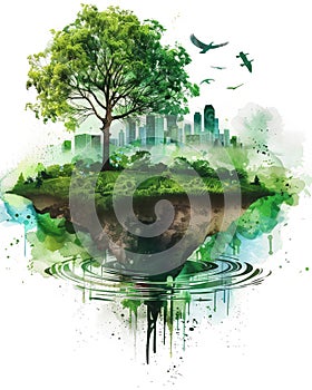 ECO campaign illustration, vector image style, circular economy wheel photo