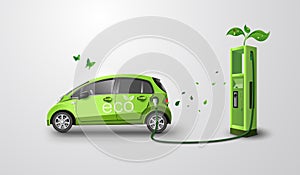 Eco car concept of Environmentally friendly  with eco car .
