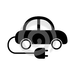 Eco car flat icon. Simple outline style car logo. Isolated illustration Retro car pictogram.
