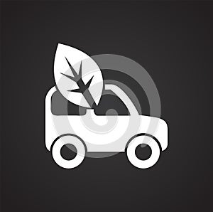 Eco car icon on black background for graphic and web design, Modern simple vector sign. Internet concept. Trendy symbol for