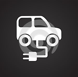 Eco car icon on black background for graphic and web design, Modern simple vector sign. Internet concept. Trendy symbol for