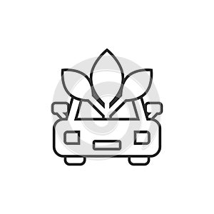 Eco car icon in flat style. Leaf and auto vector illustration on white isolated background. Bio charging sign business concept