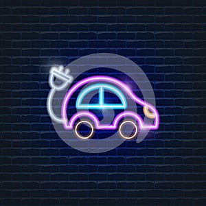Eco car neon icon. Ecology Vector trendy colored symbols. Eco friendly concept. Glowing illustration sign for design