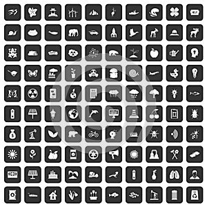 100 eco care icons set black photo