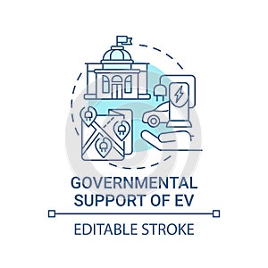 Eco cars governmental support concept icon.