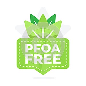 Eco-centric PFOA free emblem with leaf accent for health and environment safety assurances