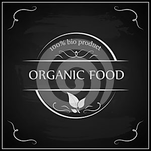 Eco chalk lettering label of organic natural fresh food