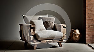 Eco-Chic Haven: Luxuriate in Handcrafted Armchair Interior with Reclaimed Wood