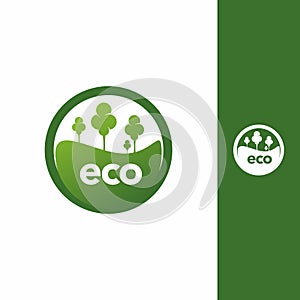 Eco circle icon with trees icon