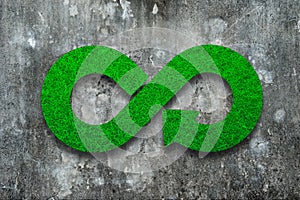 ECO, circular economy, green grass infinity arrow symbol