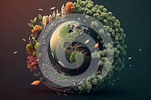 eco and circular economy. Renewable energy for ecology and environment conservation concept paper art design