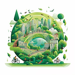 Eco city concept. Ecology, environmental problems