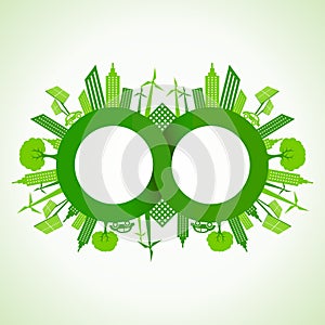 Eco cityscape around infinity symbol
