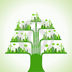 Eco cityscape make a tree