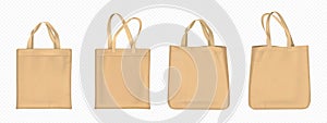 Eco cloth tote bag vector. Fabric shopper mockup