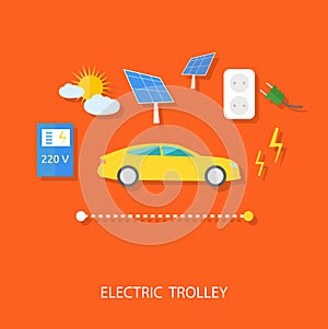 Eco concept of electric trolley and eco energy
