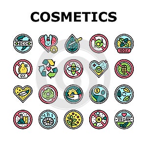 Eco Cosmetics Organic And Bio Icons Set Vector