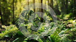 Eco Cycle - Green Recycling Symbol in Lush Forest