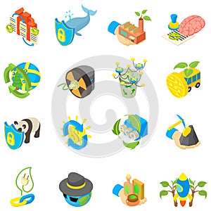 Eco data icons set, isometric style