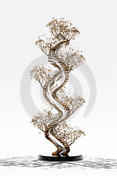 Eco DNA tree concept with green leaves. DNA tree concept for genetics, biotechnology and science