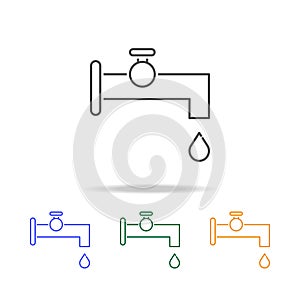 Eco Dripping tap with drop icons. Element of ecology for mobile concept and web apps. Thin line icon for website design and devel