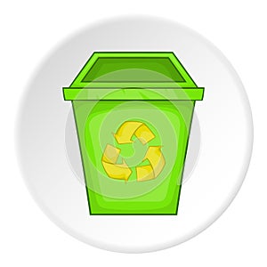 Eco dustbin icon, cartoon style